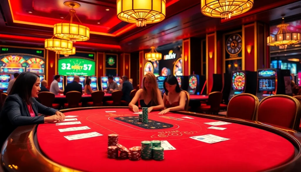 Players enjoy Xóc Đĩa betting at an exciting casino table featured on https://xocdia24h.com/ with vibrant ambiance.