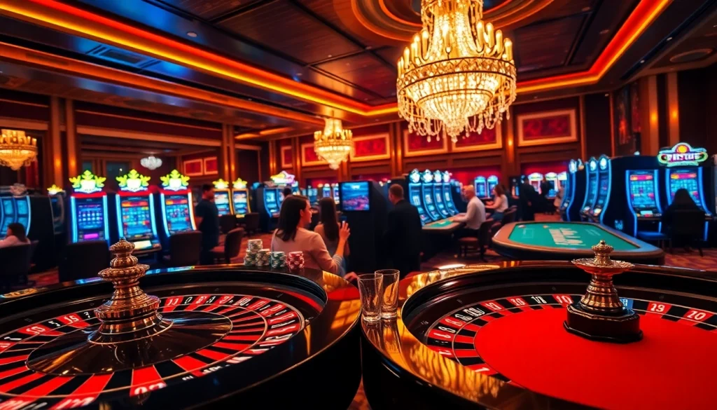 Experience the thrill of tải hitclub as players engage in vibrant casino games surrounded by excitement.