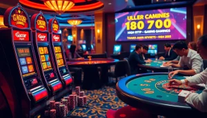 Exciting gacor slot machines and lively poker action in a luxurious casino setting.
