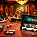 Engaged players enjoying a game at Trang Chủ TR88, showcasing poker chips and a roulette wheel.