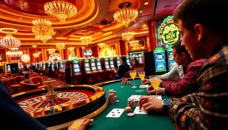 Experience the thrill of gambling with DR88, featuring vibrant casinos, roulette wheels, and intense poker games.