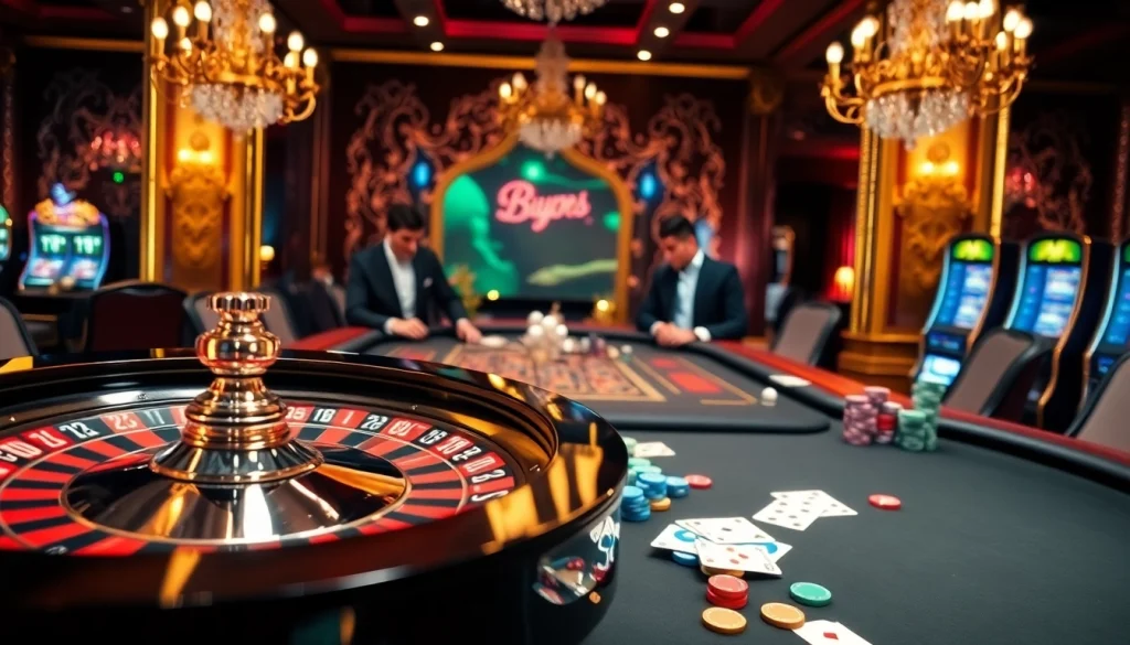 Engage in thrilling poker action at ONBET's luxurious casino table with vibrant chips and cards.