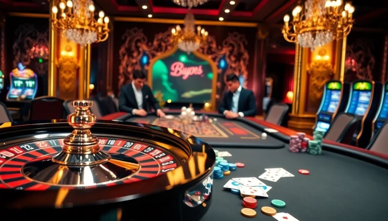 Engage in thrilling poker action at ONBET's luxurious casino table with vibrant chips and cards.