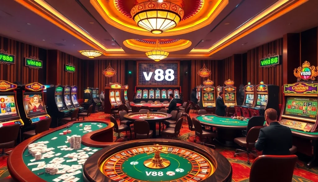 Experience thrilling gameplay at vn88's elite casino with vibrant tables and dynamic slot machines.