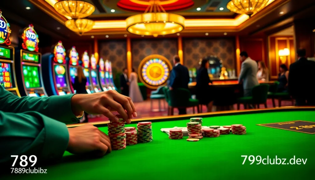 Engage in thrilling casino action at 789club 789clubz.dev with vibrant tables and slot machines.