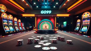 Experience thrilling action at Nhà cái GO99 with vibrant slots, poker tables, and roulette wheels.