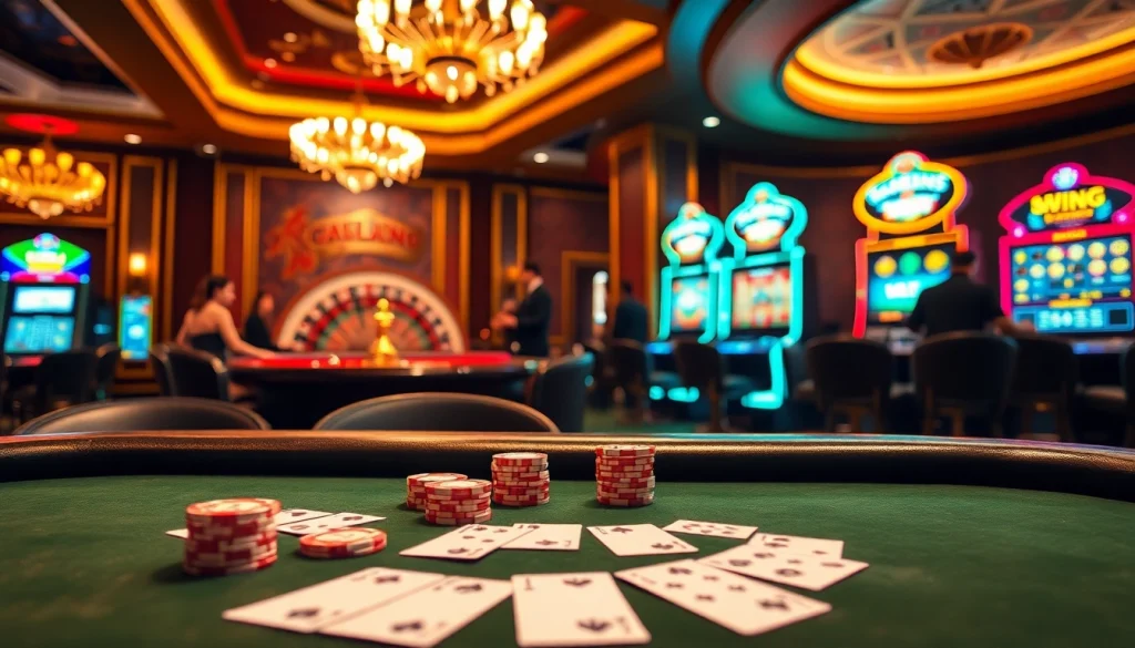 b52club live poker action at a luxurious casino table with chips and cards.