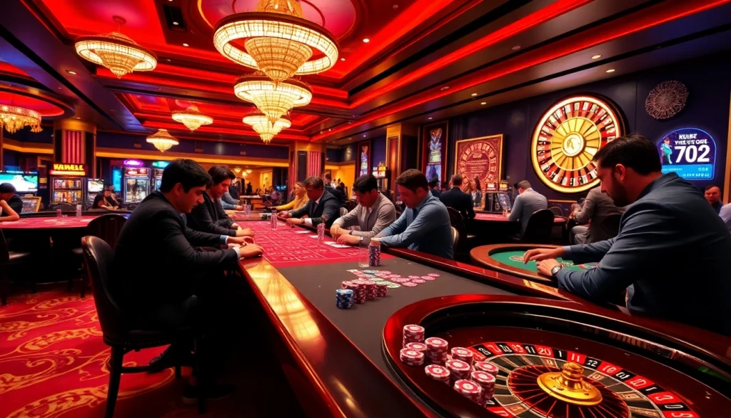 Kubet casino scene showcasing vibrant gaming atmosphere with players at the tables.