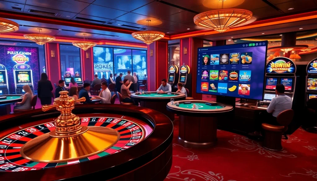 Experience thrilling gaming at 98Win with dazzling roulette wheels and engaging poker tables.