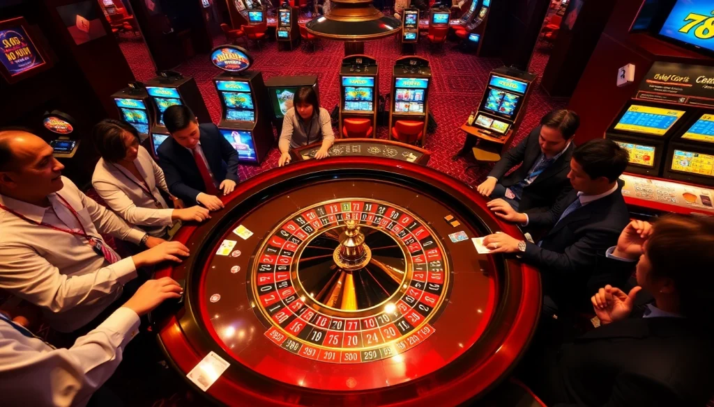 Exciting gameplay at Nhà cái 789p's casino table with vibrant chips and cards.