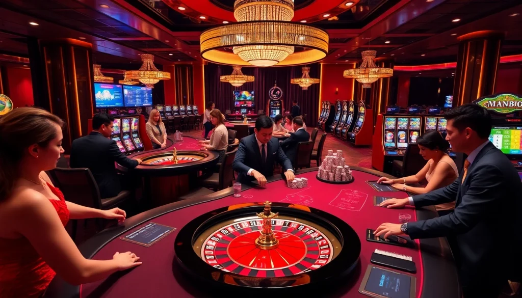 Experience the thrilling ambiance at Man88 as players engage in vibrant casino games.